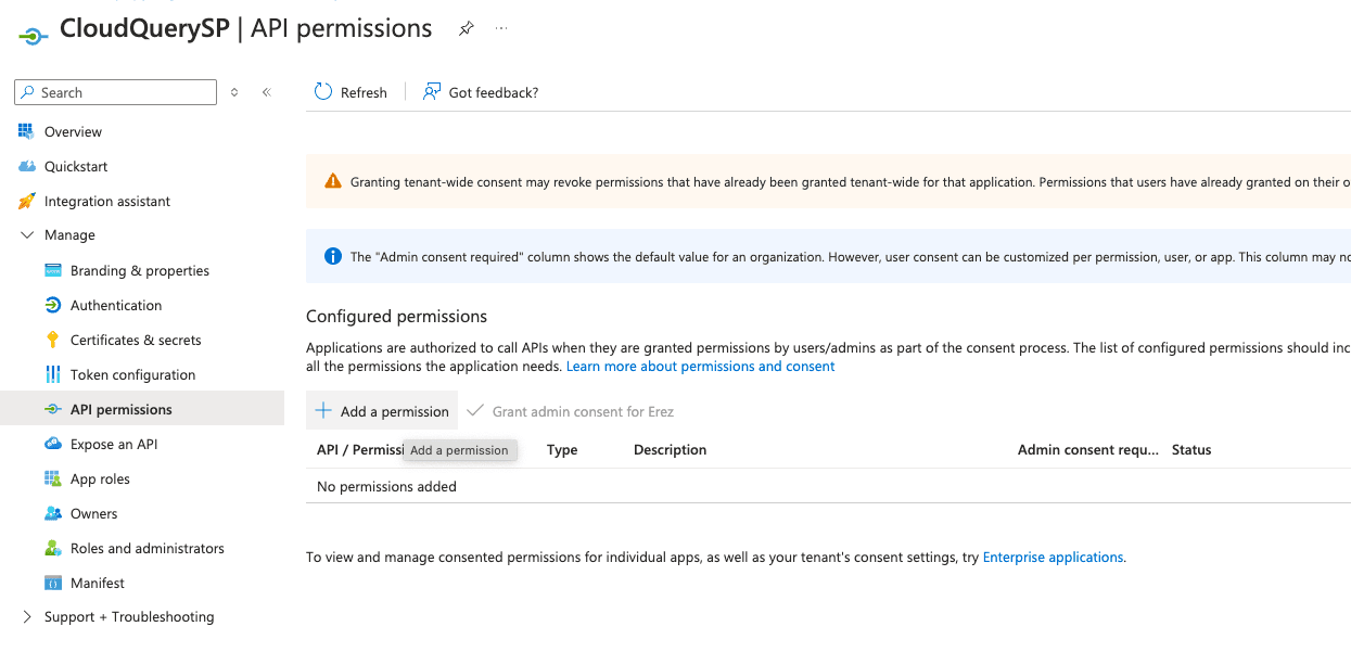 API permissions